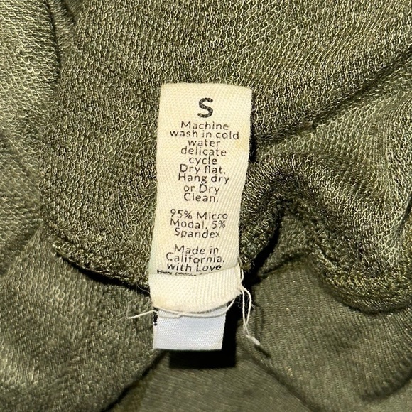 LVHR Revolve Sabina Crop Soft Micro Modal French Terry Raglan Sweatshirt Olive S - Picture 12 of 12